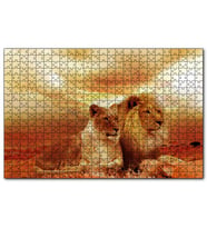 Cakapuzzle Günbatımında Aslan Çifti  Puzzle Yapboz MDF (Ahşap) (120 Parça)