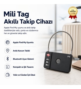 Mili Tag Valiz Takip Cihazlı GPS Apple Find My Çocuk Valiz Akıllı Konum Takip Cihazı (Apple Uyumlu)