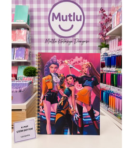 K POP SERT KAPAK ÇİZGİLİ DEFTER A4