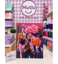 K POP SERT KAPAK ÇİZGİLİ DEFTER A4