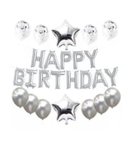 Happy Birthday Gümüş Folyo Balon Set
