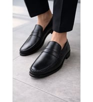 Muggo VOGAYER Hakiki Deri Erkek Günlük Klasik Loafer Ayakkabı (Siyah)