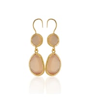 Kadir Jewellery 22 Ayar Altın Kaplama Kadın Taşlı Küpe -El İşçiliği Ve Hipoalerjenik Küpe