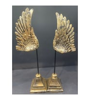 Dekoratif Polyester Ikili Melek Kanatları Biblo Gold Eskitme