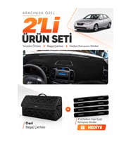 HYUNDAİ ELANTRA (2007-2011) Uyumlu Torpido Örtüsü + Deri Bagaj Çantası + Sticker Seti - Siyah