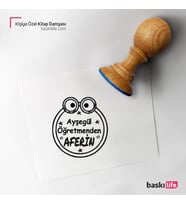 Öğretmen Aferin Mühürü Kişiye Özel Kitap Damgası Kitap Mührü Kaşe Kitap Mühür Özel Damga 386