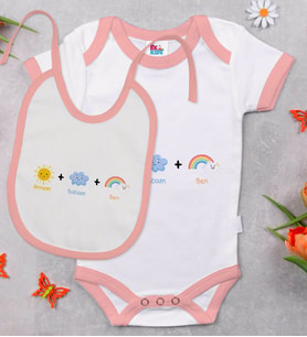 BK Kids Annem Babam Ben Tasarımlı Pembe Bebek Body Zıbın ve Mama Önlüğü Hediye Seti-1