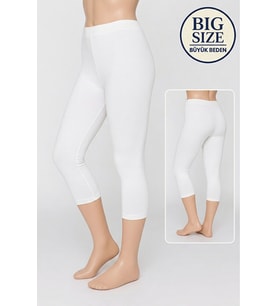 Büyük Beden Pamuklu Kadın Tayt Yüksek Bel Kapri Rahat Esnek Toparlayıcı - Plus Size Capri Leggings - 5060
