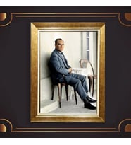 Altın Varaklı Çerçeveli Paspartulu Atatürk Tablo nl02A301 (Gold)