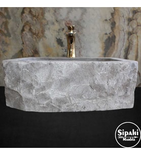 Antrasit Bazalt Batarya Çıkışlı Kare Lavabo