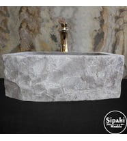 Antrasit Bazalt Batarya Çıkışlı Kare Lavabo