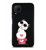 Huawei P40 Lite Soft Premier Kapak Coolcat Tasarımlı Silikon Kılıf - Siyah (Şeffaf)