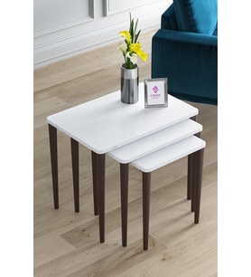 1.sınıf Mdf Ve Lake Boya Beyaz 3lü Zigon Sehpa Takımı