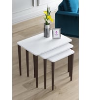 1.sınıf Mdf Ve Lake Boya Beyaz 3lü Zigon Sehpa Takımı