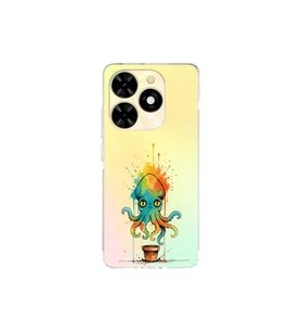 Tecno Spark 20 ile uyumlu Splash ahtapot tasarımlı şeffaf silikon kılıf