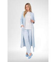 Mecit 6397 Mavi Kadın Uzun Sabahlıklı Pijama Takımı
