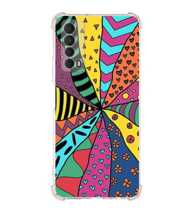 PrintiFy Huawei P Smart 2021 Uyumlu Retro Color 4 Baskılı Şeffaf Köşe Korumalı Antişok Kılıf