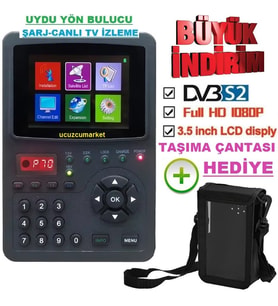 Dijital Uydu Yön Bulucu 3.5'' Inç Ekranlı Görüntülü (Canlı Yayın Izleme-Şarjlı-Taşıma Çantalı)