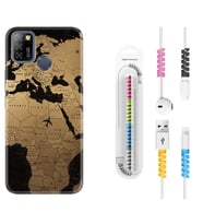 INFINIX Smart 4 5 6 Zero 8 S5 Pro Kılıf Kablo Koruma Spiral Silikon Map Planet 1656