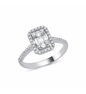 0.49ct Pırlanta Baget Yüzük (Beyaz)