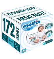 Molfix Premium Bebek Bezi Beden:4 (7-14KG) Maxi 172 Adet Ekonomik Ultra Fırsat Pk