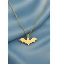 Kişiye Özel 925 Ayar Gümüş Yarasa Batman Sembol Kolye (Gold)