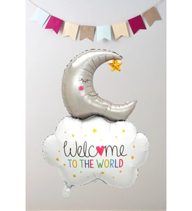 Aylı Bulut Welcome To The World Yazılı Folyo Balon 9634