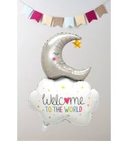 Aylı Bulut Welcome To The World Yazılı Folyo Balon 9634