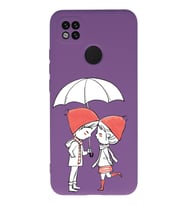 Xiaomi Redmi 9C Uyumlu Lansman Kılıf Aşk Tasarımlı İçi Kadife Kapak-Mor (Şeffaf)