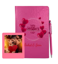 Sevgililer Gününe Özel Pembe Defter Kalem & Instagram Çerçeve Hediye Seti 19