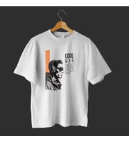 Black Orange Cool Man Typographic T-Shirt (Beyaz)