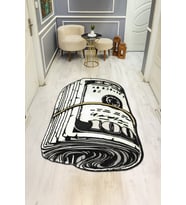 Modern Desenli Lazer Kesim Dijital Baskı Kaymaz Taban Halı H0447