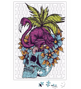 Caveira Tropical Flamingo Skull Puzzle 240 Parça Yapboz