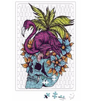 Caveira Tropical Flamingo Skull Puzzle 240 Parça Yapboz