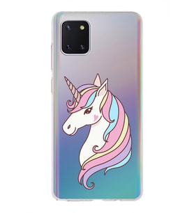 Samsung Galaxy A81 Uyumlu Kapak Unicorn Tasarımlı Şeffaf Silikon Kılıf