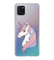 Samsung Galaxy A81 Uyumlu Kapak Unicorn Tasarımlı Şeffaf Silikon Kılıf