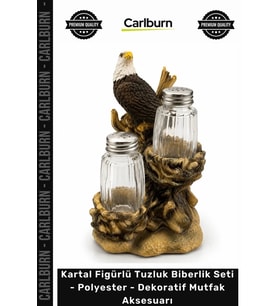 Özel Üretim Şık Hediye Kartal Figürlü Tuzluk Biberlik Seti Polyester Dekoratif Mutfak Aksesuarı
