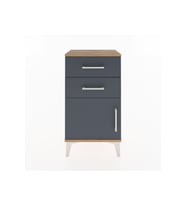 Arges Komodin Tek Raflı 2 Çekmeceli Tek Kapaklı 44x30x80 Çam-Antrasit