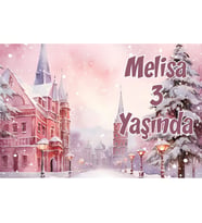 Pembe Sokak ve Şato Temalı Doğum Günü Afişi 35X50 cm