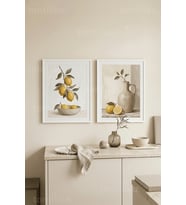 Limon Temalı Natürmort 2’li Ahşap Çerçeveli Tablo Seti