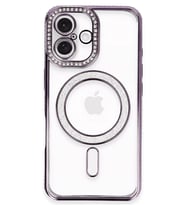 iPhone 16 Plus Kılıf Joke Simli Magneticsafe Kılıf - Derin Mor