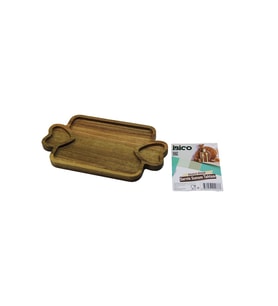 Akasya Dikdörtgen 3 BÖLMELİ=2İN1 Kalp Kulp - Bölme + 1 Ahşap Bambu Servis Sunum Tepsi - Tahtası 25 X 14 X 1.4CM
