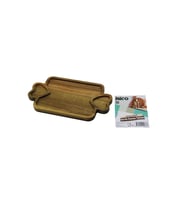 Akasya Dikdörtgen 3 BÖLMELİ=2İN1 Kalp Kulp - Bölme + 1 Ahşap Bambu Servis Sunum Tepsi - Tahtası 25 X 14 X 1.4CM