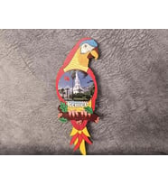 Magnet Papağan Kuş Hayvan Buzdolabı Süsü Ahşap Magnet Mıknatıslı Hediyelik Eşya