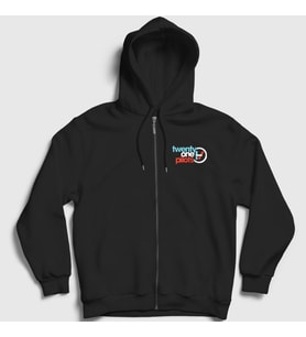 Presmono Unisex Siyah Twenty One Pilots Fermuarlı Kapüşonlu Sweatshirt 120882tt