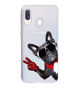 PrintiFy Samsung Galaxy A40 ile Uyumlu 1mm Slim Fit Köpek 2 050e Baskılı Şeffaf  Kılıf
