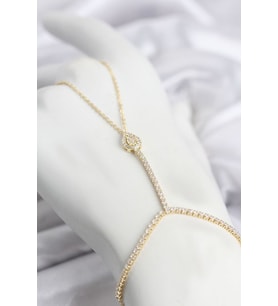 Gold Renk Pirinç Zirkon Taşlı Damla Model Şahmeran TJ-SN767