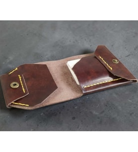 Sumerianleathercraft Shell Cordovan efektli Deri Cüzdan ( Deri Anahtarlık Hediye )