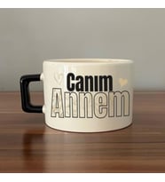 Canım Annem Baskılı Siyah Kulplu C Fincan