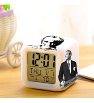 Atatürk Tasarımlı 7 Renk Değiştiren Alarmlı Dijital Küp Saat 85181